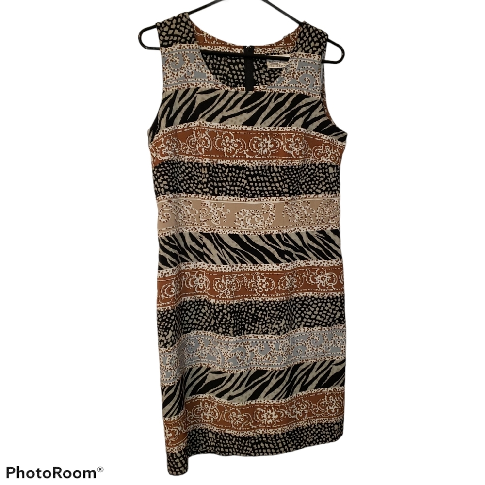 Kathy Lee  Sleeveless Sheath Dress Fair Isle Patte